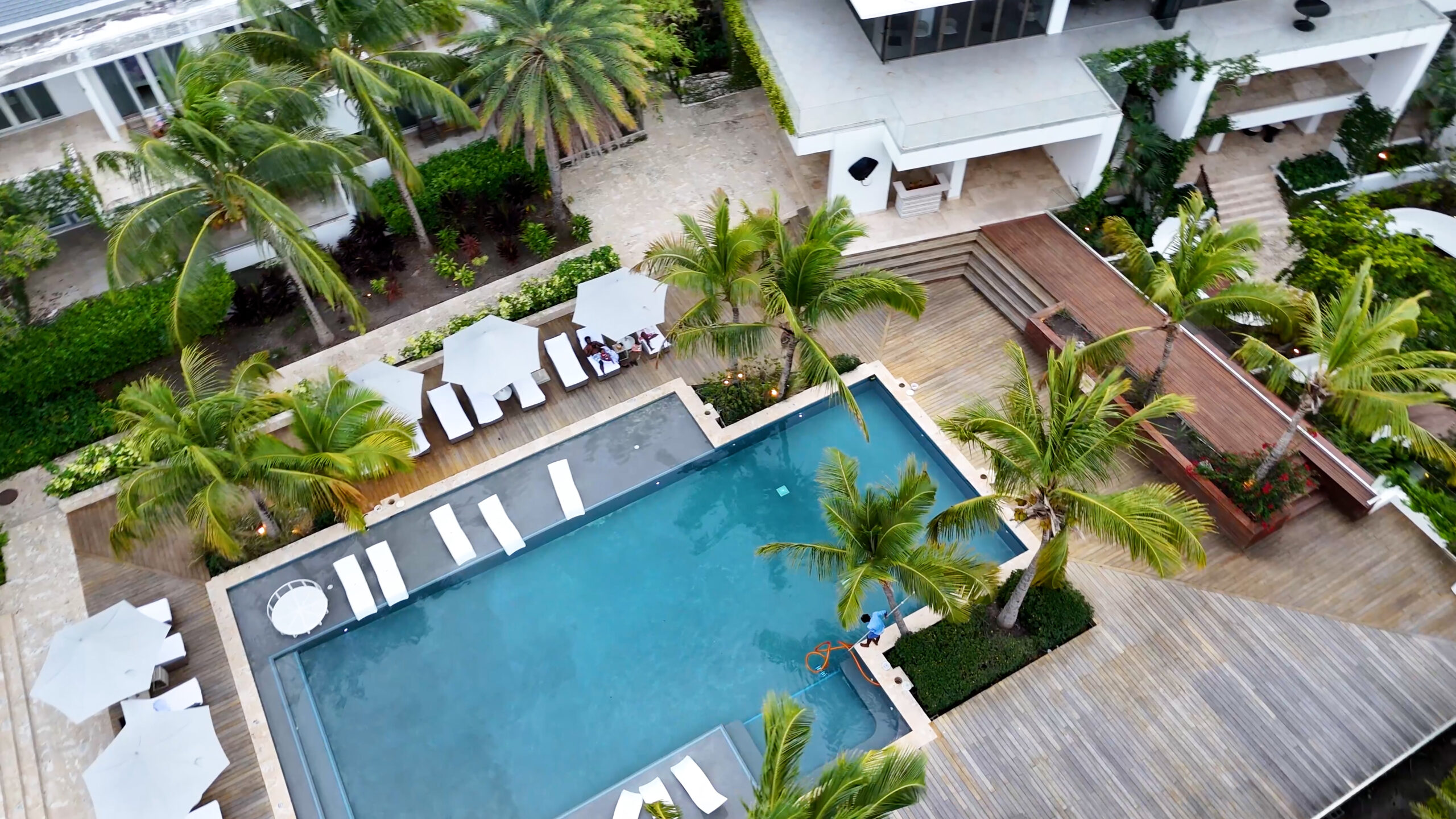 Aerial view of the Family Pool at Hodges Bay Resort